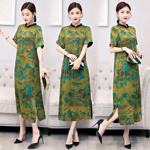 Roupas étnicas vestido chinês qipao vintage cheongsam feminino mulheres orientais noturno partido elegante qipaoethnic