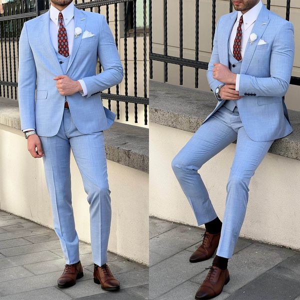 Tre pezzi Smoking da sposa Abiti da uomo Classico Velluto Giacca formale da abito Due petti Belli tasche personalizzate Lavoro Multi-scenario Groomsman Cappotto Gilet Pantaloni