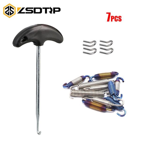 Motorrad-Auspuffanlage ZSDTRP 7-teiliges Universal-Federhaken Edelstahl-Hakenzieher drehbare Metallfedern-Kit-Set