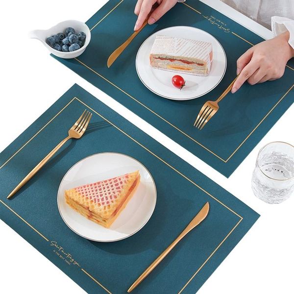 Tapetes de mesa Inyahome couro PU Conjunto de 1/4/6 resistente ao calor à prova d'água, fácil de limpar, fácil de limpar o placemat moderno