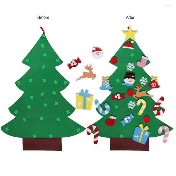 Decorações de Natal 3D DIY FELT ANO PRESENTES CRIANÇAS Toys Decoração de ornamentos pendurados na parede artificial para casa