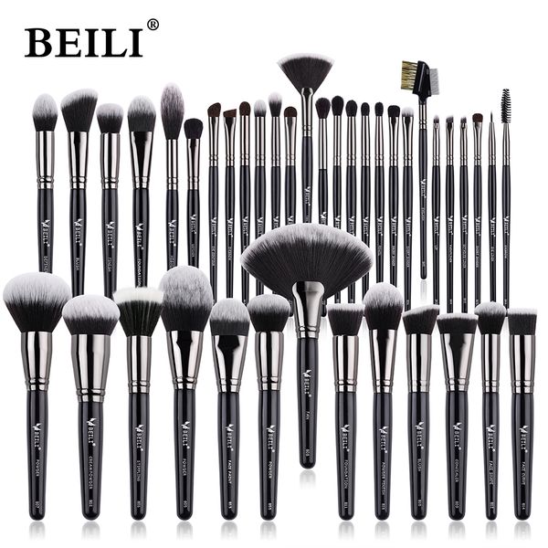 Strumenti per il trucco BEILI Luxury Black Set di pennelli per trucco professionale Pennelli per trucco in polvere grande Fondotinta Miscela naturale pinceaux de maquillage 230203