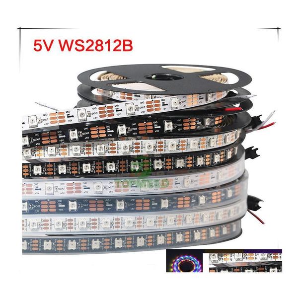 Strisce Led 5M 60 Led / M Ws2812B Ws2812 Pixel Pcb Bianco Impermeabile Ws2811 Ic 5050 Rgb Smd Striscia Flessibile A Colori Digitale 5V Dr Dhpij