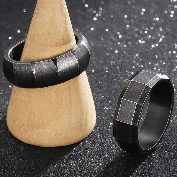 Cluster Ringe Vintage Schwarz Für Männer Massiver Edelstahl Mann Ring Herren Fingerband Schmuck Gravierbar