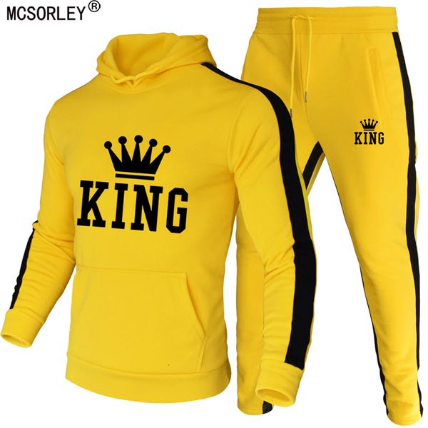 Tute da uomo King Tute Set Felpe con cappuccio invernali Pantaloni 2 pezzi Running Autunno Felpa Sport Jogging Pantaloni sportivi Suit Uomo 230203