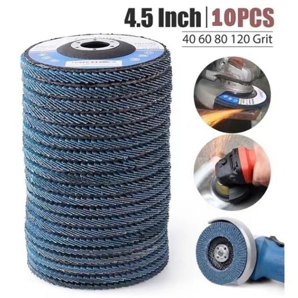 5/10PCS Qualität Flap Discs 115mm 4,5 Schleif Scheiben 40/60/80/120 Körnung Schleifen Räder für Winkel Grinder Metall Polieren