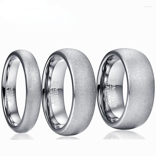 Fedi nuziali 4mm6mm8mm Anello in carburo di tungsteno Acciaio sabbiato Cupola colorata Gioielli da uomo donna smerigliata