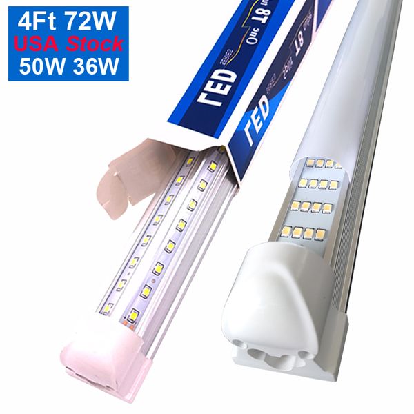 25pcs T8 Tüp LED Dükkan Işık Fikstür 4ft 72W 2ft 18W Açık lens Kapak Çift Yan 4 Sıralar V Şekiyet Entegre Ampul Lambası LED Soğutucu Kapılar Crestech168