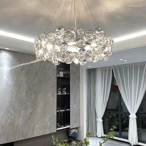 Kronleuchter Moderne Pendelleuchten Design Chrom Glanz Runde Kristall Kronleuchter Für Wohnzimmer Lampe Romantisches Schlafzimmer Esszimmer