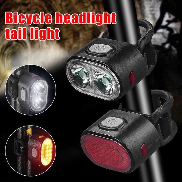 Luci faro USB impermeabile mini avviso di sicurezza bici posteriore lampada anteriore bianca lampada per bicicletta fanale posteriore rosso accessori per ciclismo 0202