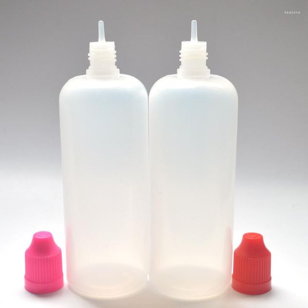 Bottiglie di stoccaggio Flacone con ago in plastica PE contenitore vuoto da 120 ml con tappo a prova di bambino e fiala contagocce per liquidi a punta lunga