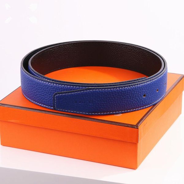 New Mens Designer Belt Men Men Genuine Leather Dupla Lado disponível Jeans feminino Troushers Belt agulha Buckle Casual tira