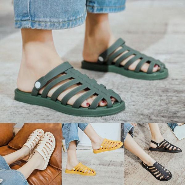 Sandals sapatos estoque confortável solteira fêmea pvc gelels sandalias mujer verão praia feminina chinelas femininas tamanho 7