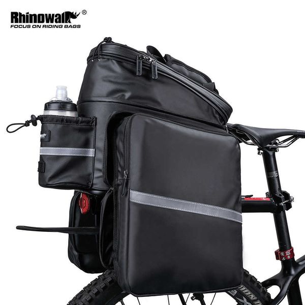 Panniers rhinowalk bicicleta s grande capacidade de ciclismo mtb rack de trunk transportadora de trunk transportador de trunk saco de bicicleta escalável 0201