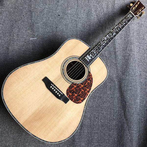 Guitarra personalizada, tampo em abeto maciço, escala e ponte em ébano, laterais e fundo em jacarandá.Guitarras acústicas da série 45 de alta qualidade de 41 polegadas