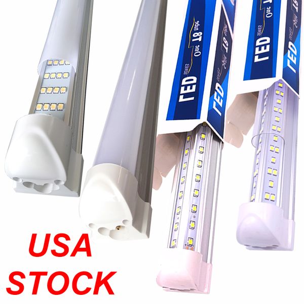 Lampada fluorescente T8 integrata 4Ft 5Ft 6Ft 8Ft 8 piedi Tubo LED a forma di V Lampade 144W 4 file AC85-277V Luci per negozi bianche fredde ultra luminose Crestech168