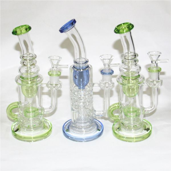 Recycler Heady Bong in vetro a tubo dritto Narghilè Torus Oil Dab Rigs con soffione Perc 14mm Ciotola per giunto femmina