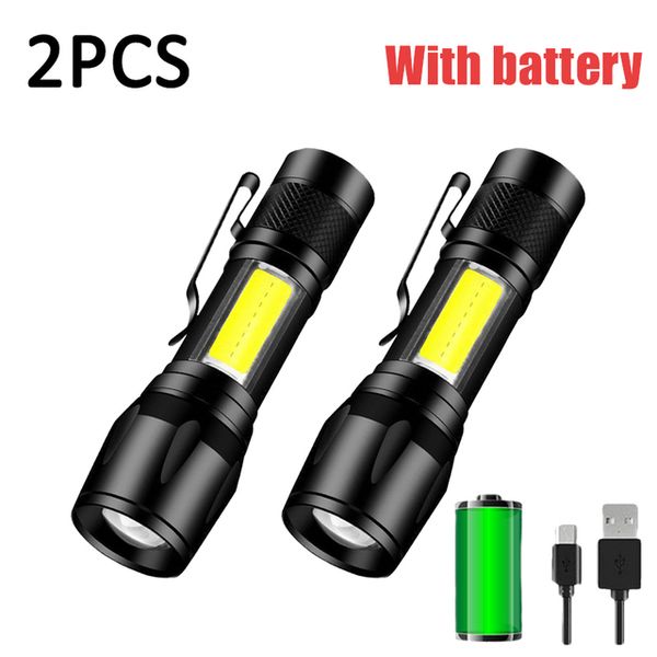 Mini tocha LED LED LANTHLOTE Iluminação portátil portátil Lanterna USB Lanterna de alta potência Banco de potência Camping à prova d'água lanterna de longo alcance