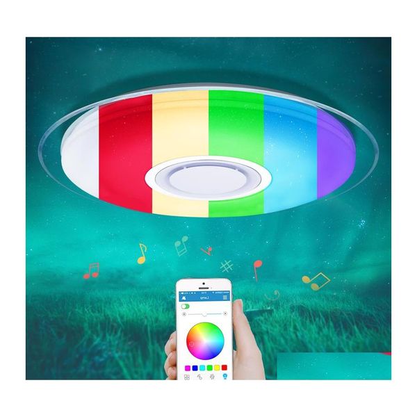 Plafoniere Modern Led Rgb Dimmerabile 25W 36W 52W App Telecomando Bluetooth Music Light Foyer Camera da letto Lampada intelligente Drop Delivery L Dh1Ke