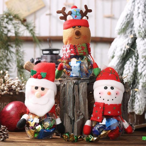 Decorações de Natal Candy Jar Garrane de armazenamento desenho animado Santa Snowman Suger Cookie Caixas Caixas Crianças Presentes Navidad Ano 2023