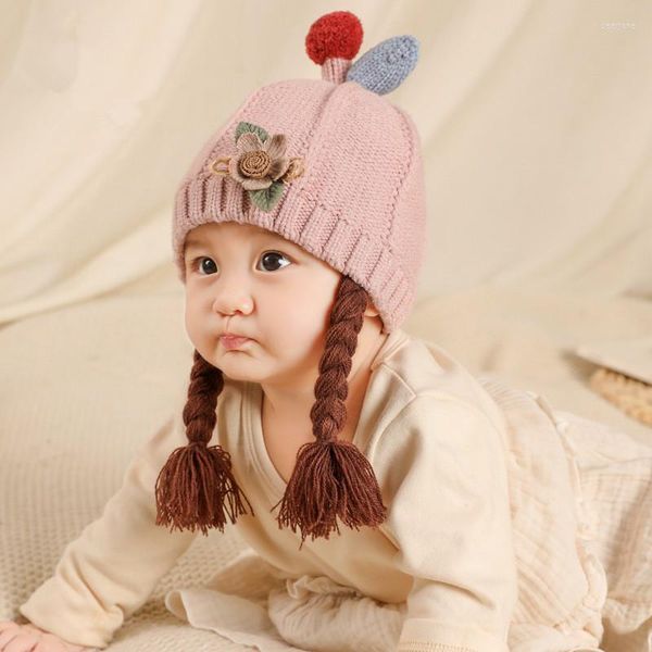 Cappelli Autunno e Inverno Cartoon Baby Cap Piccolo codino lavorato a maglia