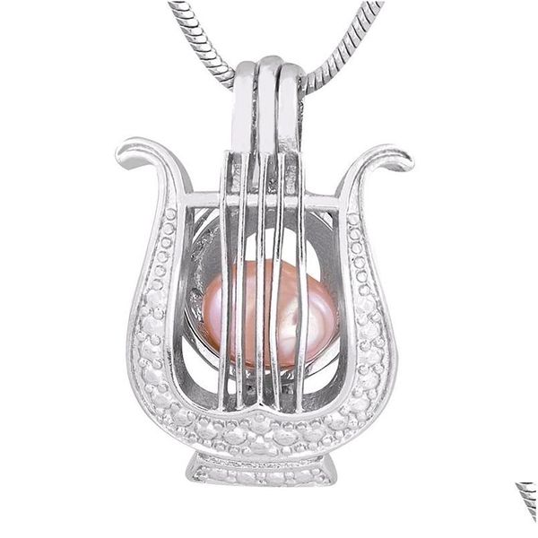 Anhänger Halsketten Mode Form Silber Überzogene Perle Harfe Käfig Anhänger Medaillon DIY Mädchen Charmantes Geschenk P155 Drop Lieferung Schmuck Dh0Kv