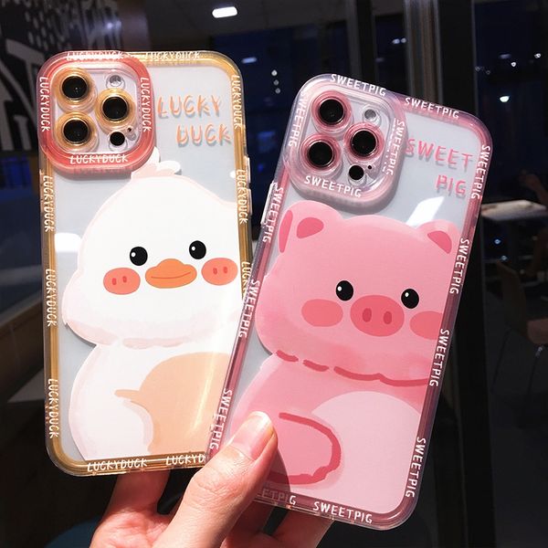 Luxushüllen Cartoon Tier Transparente Handyhülle für iPhone 11 12 13 14 Pro Max XS X XR Max 7 8 Plus SE Niedliche Bumper Rückseite