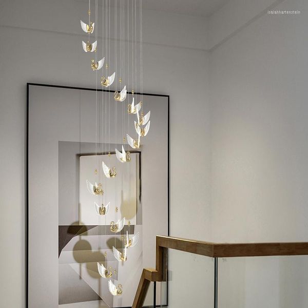 Kolye lambaları Nordic Designer Yemek Odası Masa Masa Lambası Başucu Avizesi Basit Yaratıcı Ev Dekorasyon Kuğu Dubleks Merdiven Işığı