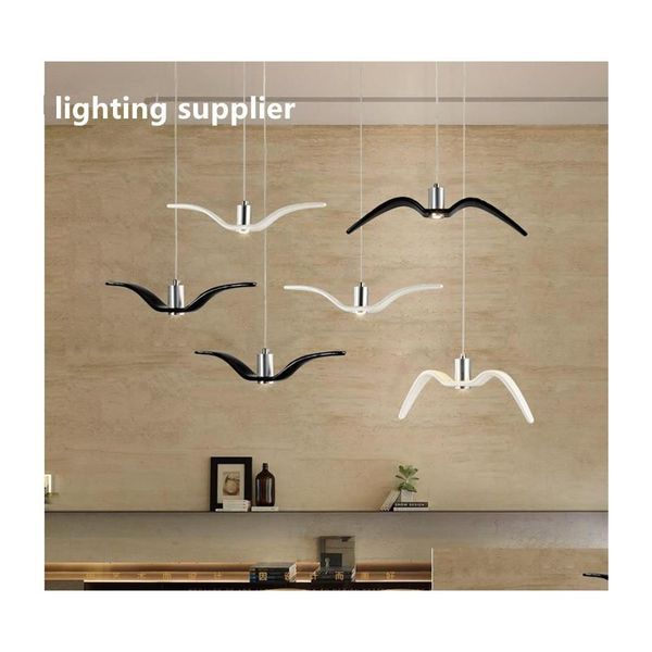 Lampade a sospensione Nordic Simple Seagl Lampada Modern Restaurant Balcone Lampadario Led Personalità creativa Bird Bedroom Resin Drop Deliver Dhu6W