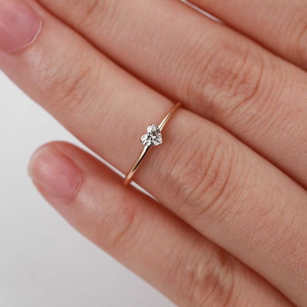 Кольцо для пасьянса для женщин маленькое сердце в форме золота свадебное обручание