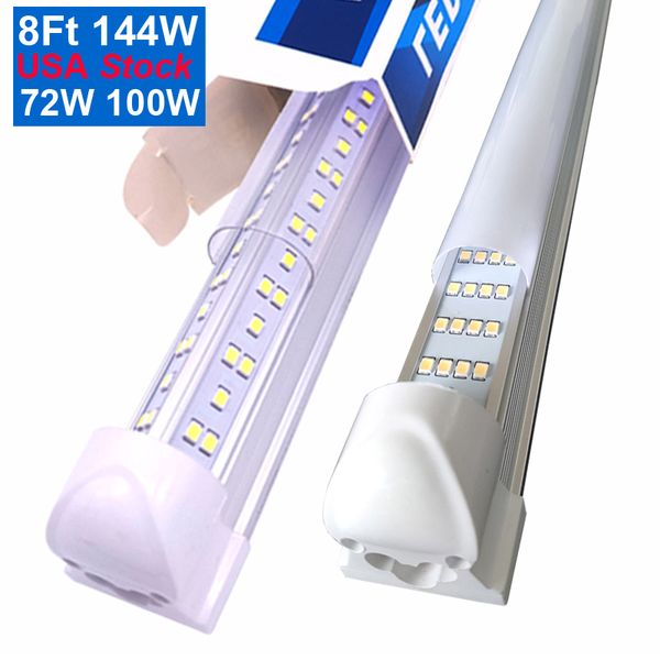 Luzes de tubo LED de porta de resfriador T8 de 4 pés de 4 pés de 4 pés de 8 pés 36W 72W 3600/7200LM Integrated Cool White LED Tubos Light Usosastar