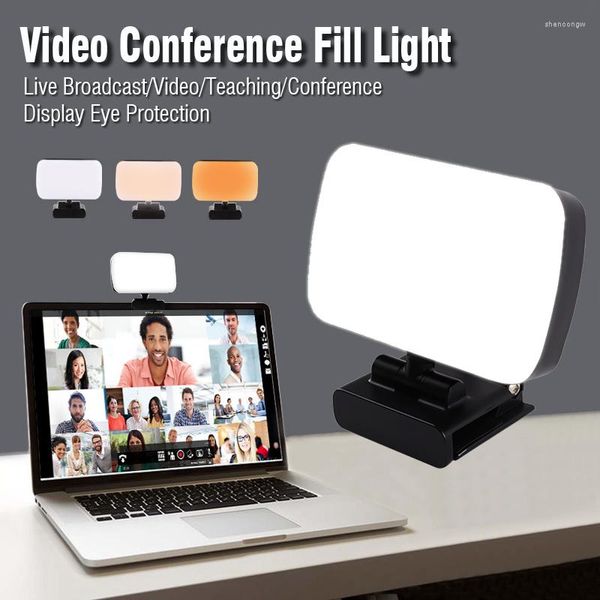 Lampade da tavolo Mini luce video Conferenza Kit di streaming live Webcam Vlog Pografia Lampada di riempimento Selfie Microfono portatile regolabile LED Luz