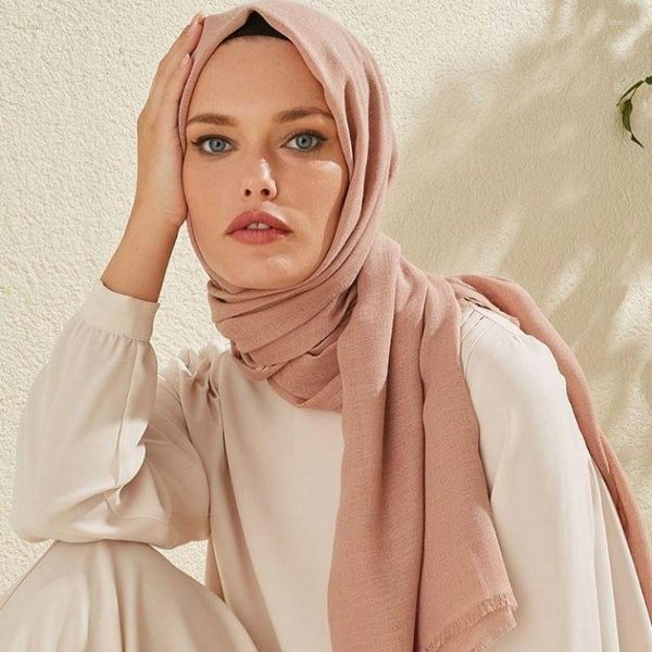 Schals Premium Cotton Hijab Frauen Muslim -Schals Kopftuch solide Foulard Femme Luxus Stirnband Bandana große Größe Bufandas Turbane