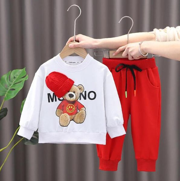 2023 Spring Children Outfits Autumn Baby Boys Girls Clothing Sets Toddler Kids Sportswear Infant Cartoon Bear T Shirt Pants