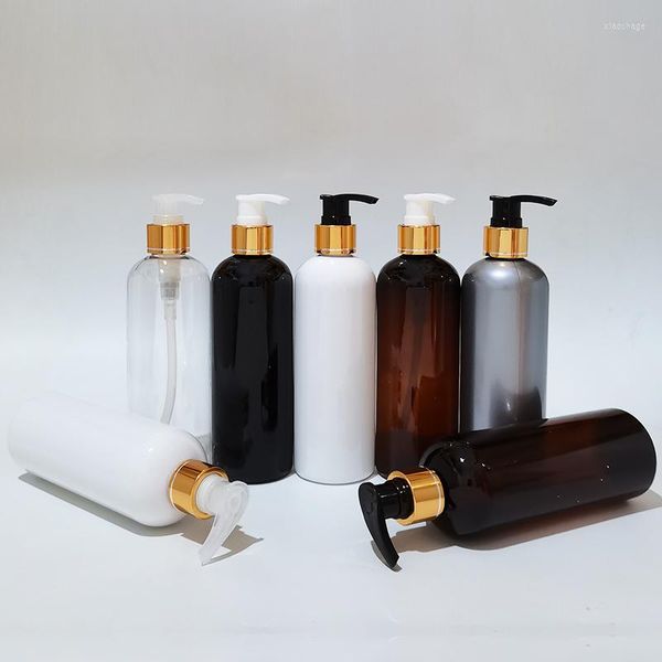 Bottiglie di stoccaggio 1 pz 300 ml Vuoto Bianco Nero Oro Lozione Pompa Bottiglia di plastica Imballaggio cosmetico Cura personale Shampoo Gel doccia Contenitori