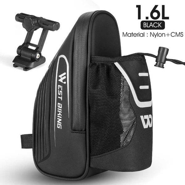 Borse laterali s WEST BIKING 1.5L Grande bicicletta portatile impermeabile MTB Tail Pannier Bike Riding Borsa da sella posteriore Portabottiglie 0201