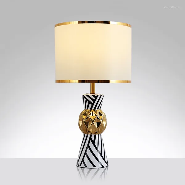 Tischlampen Postmoderne Keramiklampe Kreatives Zebramuster Wohnzimmer Dekorativer Schreibtisch Nachttisch E27 Nordic Schlafzimmer Warmes LED-Licht