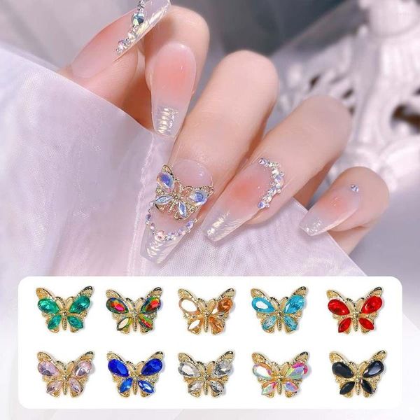 Decorações de unhas Decorações de joias Dream Crystal Butterfly Zirconia Super Flash Acessórios de liga tridimensional