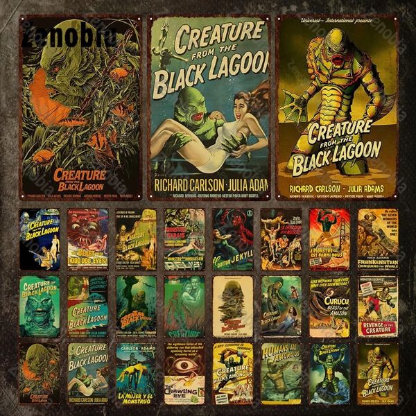 Классический фильм плакат фильма оловянные знаки Существо от черной лагуны оловянной знак монстр -триллер.