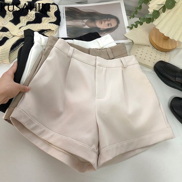 Frauen Shorts KUSAHIKI Hohe Taille Frau Anzug Frühling Koreanische Böden Kausal Solide Mode Elegante Breite Bein Kurze Feminimos Mujer 230202