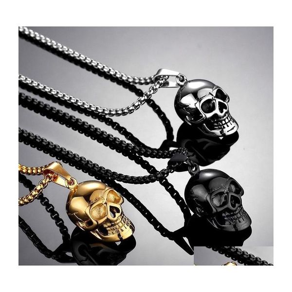 Colares pendentes Skl Stainless Steel Jewelry Acess￳rios G￳ticos Cadeia Mens Locket Festival Halloween Gift Titanium YzedIbleshop Dro dhsda