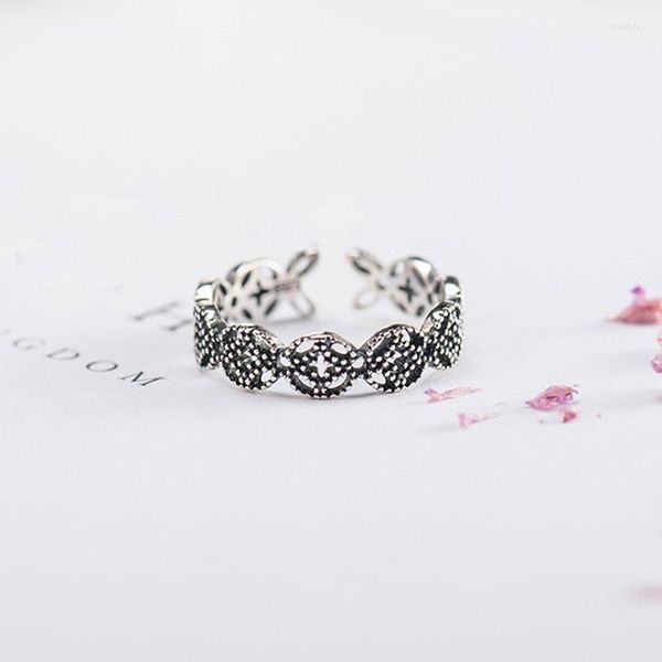 Ringos de cluster ypay dedo ajustável de prata esterlina real para mulheres retrô de abertura vintage anel de dedo jóias de alta qualidade ymr313