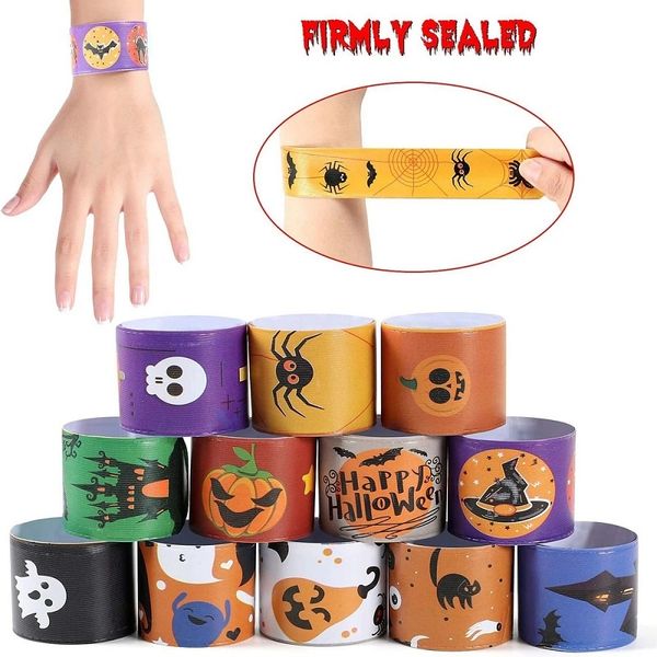 Halloween Slap Bracelets for Kids Bracelets Pumpkin Action Toy Figure Ghost Animale Artigianato Craft Halloween Party Bombardiere Regali di compleanno