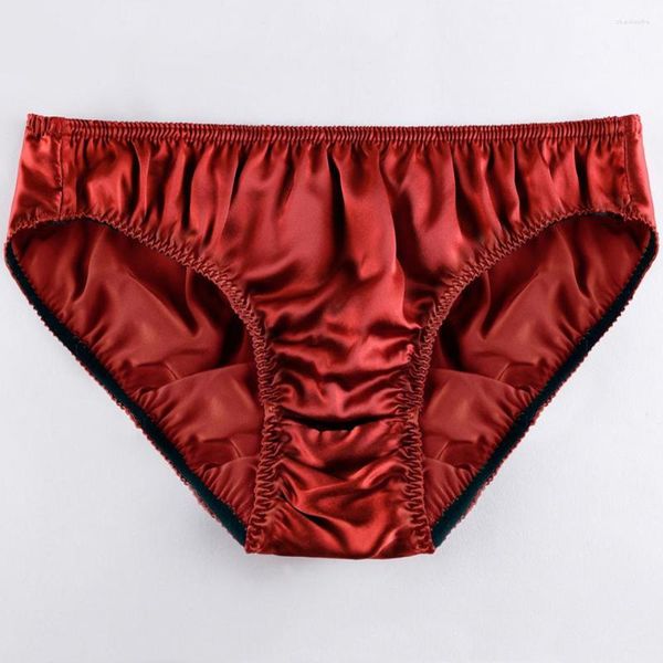 Unterhosen Seide Männer Unterwäsche Einfarbig Comfor Dreieck Kurze Atmungsaktive Sexy Homosexuell U Convex Pouch Briefs Ssisy Dessous