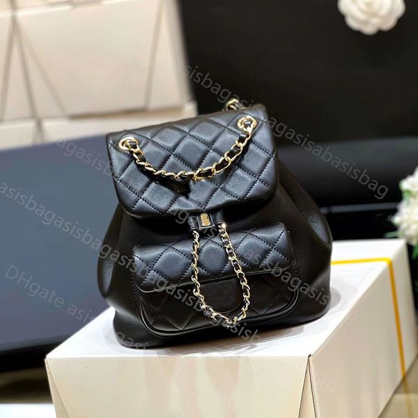 10A Black Women Backpack Purse acolchoado CC Duma mini backpack bolsa verde Cazeiro de couro de couro moeda de bolsas de bolsas Duffle saco 11744