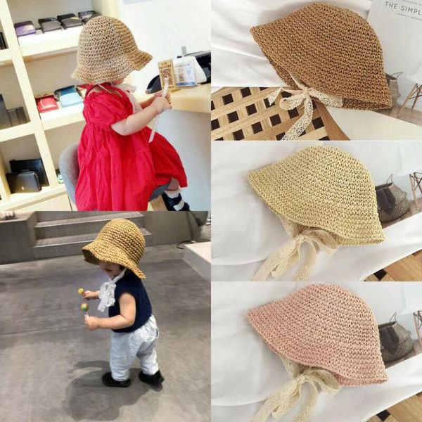 Шляпы Baby Girl Sun Speration Straw Hat 6m-4y младенец малыш дети летние ведро повседневные открытые аксессуары
