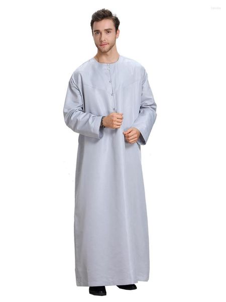 Abbigliamento etnico Uomo Jubba Thob Musulmano Tinta unita Abito lungo Islam Djellaba Caftano Arabo saudita Musulmano Tradizionale Semplice Elegante Abbigliamento semplice