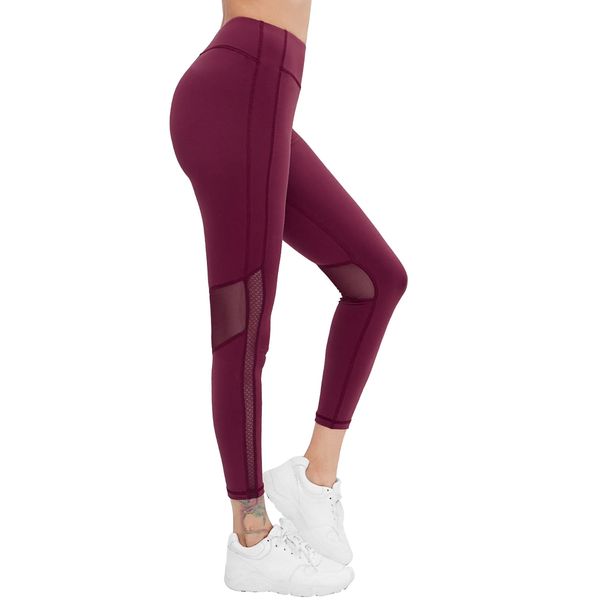 Leggings senza cuciture da donna Pantaloni da yoga fitness a vita alta Tie Dye Legging allenamento Scrunch Butt Lifting Sport Collant da palestra Donna Bordeaux