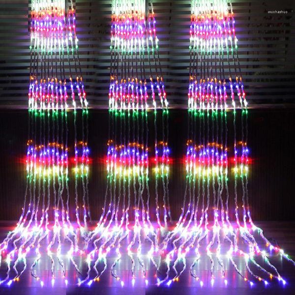 Strings 3x3m 6x3m Fluxo de água Efeito de neve de neve cortina Fairy String Light Xmas Wedding Party El Window Cachoeira