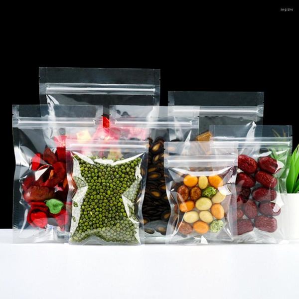 Confezione regalo 100 pezzi di plastica trasparente sacchetto autosigillante richiudibile richiudibile per alimenti snack caramelle al cioccolato sacchetti di stoccaggio a strappo
